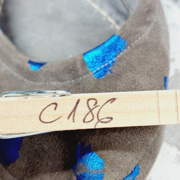 Georgina Goodman Suede Grey with Blue Dots Slip On Ballet Flats C186 - Picture 12 of 12